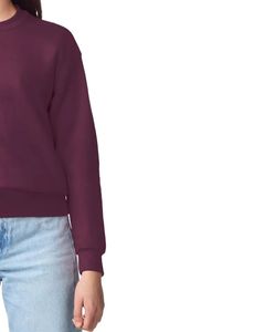 Sudadera de cuello redondo para mujer en tejido polar color granate ciruela, jersey liso, impresión de logotipo personalizado OEM, ropa informal para mujer, top suave - Product Image 3