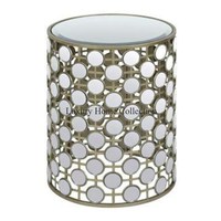 Dernier modèle unique Arrivée Heavy Duty Métal Plaqué Or Et Argent Poli Table Avec Miroir En Verre Carré Table Basse Fantaisie