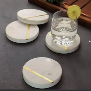 Durable Gold Ceramic Tea <b>Coasters</b> <b>Heat</b>-Resistant and Scratch-Free with Non-Slip Feature Matching Gold Color Tea <b>Coasters</b> - Product Image 1