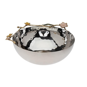 Bol en métal martelé doré de qualité exclusive avec accent floral Nouveau design moderne Vaisselle écologique Bol de service au chocolat - Product Image 4