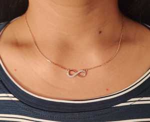 Pendentif en diamant Infinity taillé rond certifié 0.076 TDW avec pierre de laboratoire en or rose 18 carats bijoux fins - Product Image 6