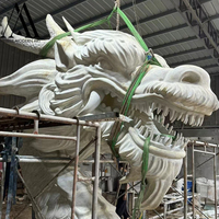Installation d'un point de repère extérieur Style antique Grande sculpture chinoise à tête de dragon Peinture personnalisée en fibre de verre