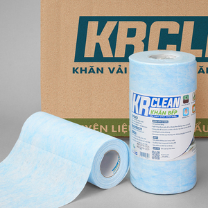 Krclean แผ่นกระดาษ100สีฟ้า20x20ซม. 1ชั้นผ้าเช็ดทำความสะอาดครัวแบบม้วนกระดาษดูดซับสำหรับทำความสะอาดพื้นผิวห้องครัว - Product Image 2