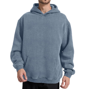 Personnalisable Noir Vintage Hoodies Hommes 100% Coton Surdimensionné Lourd Lavage À L'acide Pull Sweat Strass Conception pour L'hiver - Product Image 2