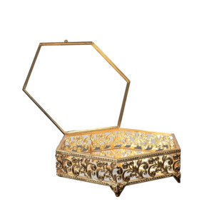 Boîte à bijoux personnalisée en métal et verre antiques noirs de haute qualité avec un design moderne pour le stockage et la décoration Taille personnalisée disponible - Product Image 3