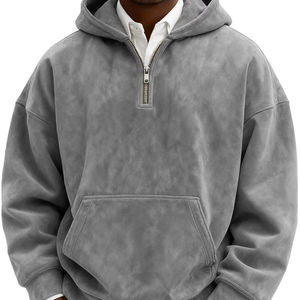 Sudadera con Capucha Personalizada con Serigrafía, Sudadera Casual de Color Sólido para Hombre, Estilo Americano, Lavada, con Cremallera, 100% Algodón - Product Image 1