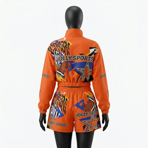 Ensemble veste coupe-vent et short en polyester léger de haute qualité 140 GSM pour femme, impression personnalisée - Product Image 3