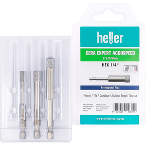 Juego de Brocas para Porcelana y Cerámica Cera Expert Accuspeed de 3 Piezas, 6, 8 y 10 mm, Vástago de 6 Lados, HELLER - Product Image 3
