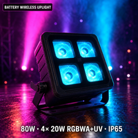 Projecteur LED 80W RGBWA+UV sur batterie IP65 5000mAh 15H sans fil DMX512 2.4G WiFi Écran tactile Haute CRI 90 pour Mariages et Événements Scéniques