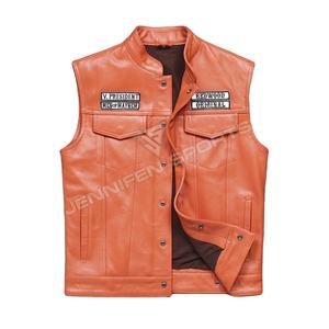 Gilet d'hiver décontracté pour homme en cuir de vache véritable, noir uni, sans manches, vêtement d'extérieur - Product Image 1