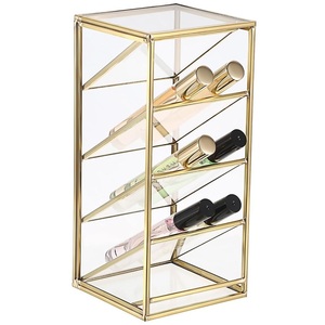 Boîte à bijoux décorative en verre et en laiton fabriquée à partir de laiton et de verre de haute qualité pour la maison et le maquillage Rangement décoratif pour vrac - Product Image 1