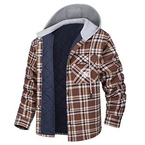Camisas de Franela con Capucha para Hombre, Manga Larga, Botones, Chaquetas a Cuadros, Suéter Casual Ligero, Camisa de Franela con Capucha para Hombre - Product Image 5