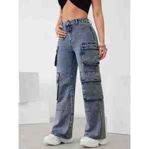 Pantalones vaqueros clásicos de pana media para mujer, cómodos, a la moda, ecológicos para compras de oficina, fines de semana, actividades diarias, diseño lavado - Product Image 5