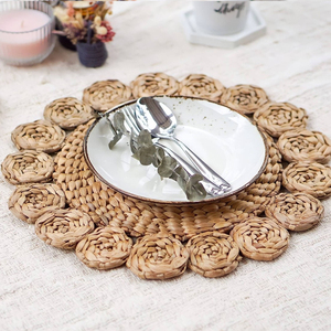 Water hyacinth plate chargers producer supply <b>cheap</b> price charger plates weaving table serving mat - Product Image 4