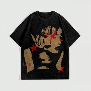 เสื้อยืดผ้าฝ้าย100% สำหรับผู้ชายสไตล์ฮิปฮอปวินเทจของผู้ชายคอกลมพิมพ์โลโก้ทรงโอเวอร์ไซซ์2025 - Product Image 4