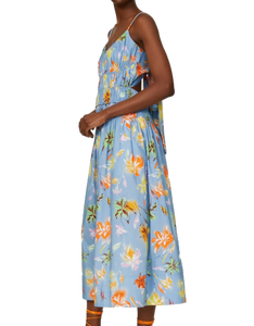 Meilleure qualité décontracté femmes sans manches bleu robe florale coupe ample pour l'automne et l'hiver tenues disponibles à la vente - Product Image 3