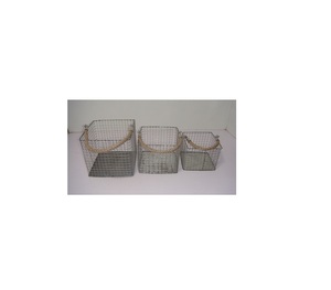 Juego de Cestas de Frutas de Alambre Metálico con Asas de Cuerda de Yute, Organizador de Almacenamiento Decorativo de Malla Rústica para Encimera de Cocina y Despensa - Product Image 2