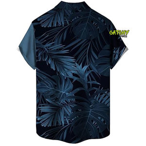 Chemise Aloha à manches courtes en twill à séchage rapide pour homme CATCHY GEARS, style décontracté vintage, imprimé hawaïen, logo personnalisable, extensible - Product Image 6