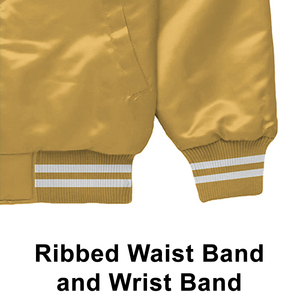 แจ็กเก็ตเบสบอลผ้าซาตินสีทองข้าวสาลีแบบพรีเมี่ยมแจ็กเก็ตมาสเลตเตอร์แมนแจ็คเก็ตวิทยาลัยสุดยอดชุดกีฬา - Product Image 4