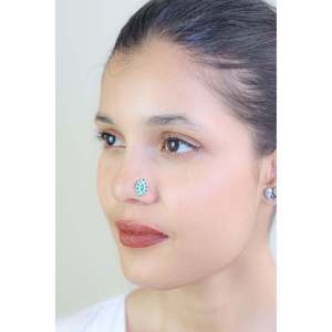 Nosepin เงิน925กับมรกตตัดข้อความ nazakat ตั้งค่าลวดต่างหูสตั๊ดลายดอกไม้สลักกุหลาบทอง - Product Image 1