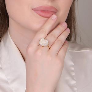 Anillo ajustable chapado en oro de 18 quilates gris Druzy de alta demanda para mujer para fiestas de boda y uso diario de la India - Product Image 5