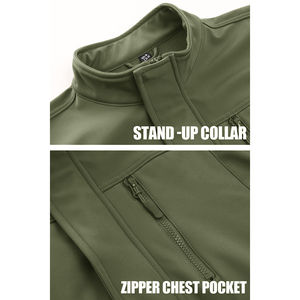 Full Zip 100% polyester Pocket Outdoor Mountain Climbing Winter Warm Fleece Lined Softshell Jackets For Men - Product Image 5