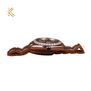 Montre de luxe en moissanite, cadran rond, fermoir pliant avec sécurité, acier inoxydable, montre-bracelet tendance - Product Image 5