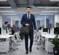 Sac à bandoulière en cuir vegan classique, décontracté, luxueux, écologique, souple, pour ordinateur portable, avec sangle réglable, unisexe, sac de travail