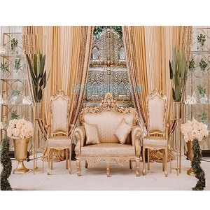 Conjunto de sofás de boda para novio y novia, juego de sofás tallados de madera para boda, escenario de compromiso - Product Image 1