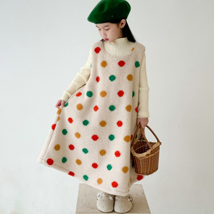 CONTIKIDS WD448 RoundDRESS Dot Patten Vestido de lana de invierno para niñas - Product Image 1