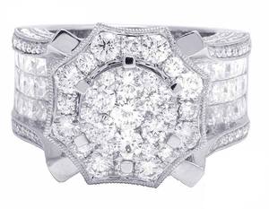 925 Sterling Silver Round Moissanite Diamond Bridal <b>Ring</b> <b>Set</b> <b>for</b> <b>Women</b> Iced Out Cluster Engagement Jewelry Anniversary Gift - Product Image 1