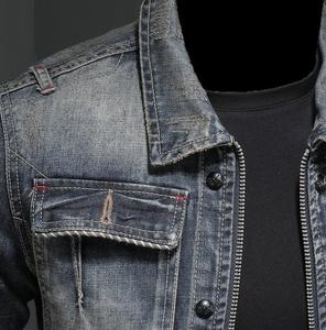 Vente en gros Vestes en jean Streetwear Veste en jean style simple pour hommes Nouvelles vestes décontractées en jean Boutons teints en noir délavé vintage - Product Image 5