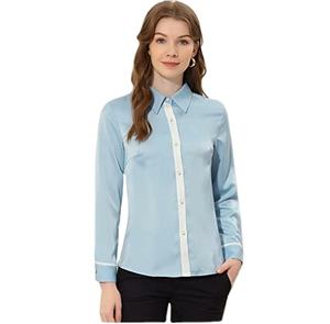 Camisas de Vestir para Mujer de Oficina, Verano, Venta Caliente OEM, Transpirables, Manga Larga, Algodón Personalizado - Product Image 1