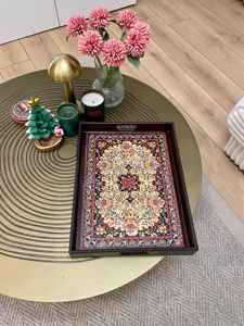 Plateau de service artisanal en bois Art Déco avec travail Meena, forme personnalisée pour la maison, la cuisine, la table à manger, utilitaire décoratif - Product Image 3