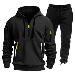 Conjunto de Sudadera con Capucha y Pantalones Deportivos de Invierno para Mujer, Estampado, con Cierre de Cremallera de un Cuarto, Manga Larga de Felpa - Product Image 4