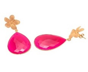 Pendientes de plata de ley 925 con gema de Calcedonia, pendientes en forma de pera - Product Image 1