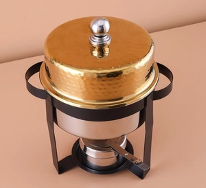 Réchaud de haute qualité avec casserole en métal doré et argenté Hotpot chauffe-plats buffet Hot Pot pour les fêtes hôtels villas utilisation - Product Image 1