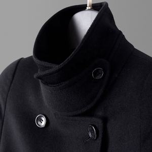 Nouveau manteau long noir pour femme, style minimaliste populaire, chaud et coupe-vent - Product Image 3