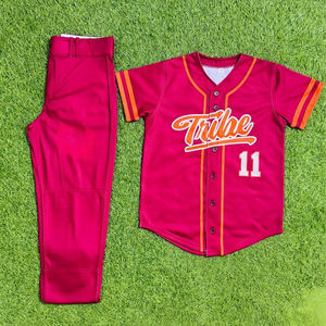 OEM Wholesale 100% Polyester Men's Adult Baseball Uniform Sets Breathable Quick Dry Custom Team/Player Names Logos Digital Print - Product Image 3