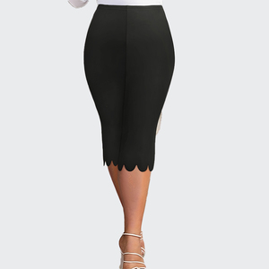 Women's Plus Size High Waist Solid Scallop Edge Capri Yoga <b>Leggings</b> Breathable Elegant Casual Stretchy Summer Spandex/Polyester - Product Image 2