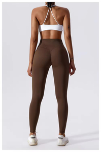 Women's High <b>Waist</b> <b>Leggings</b> Custom Colours Straight Back Butt Scrunch Quality Breathable Spandex Short Length Sport <b>Low</b> Price - Product Image 4