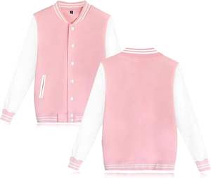 Vestes de bombardier universitaire de printemps pour femmes à manches longues manteau décontracté boutonné avec poches vêtements d'extérieur - Product Image 1