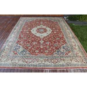Vintage Turkish Rug, <b>Runner</b> 0.8x12.5 ft (24x381 cm) Rug, <b>Red</b> Bordered Wool Rug - Product Image 1