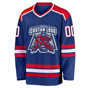 Jersey de Hockey sobre Hielo Personalizado con Impresión por Transferencia de Calor, 100% Poliéster, Antibacterial, Transpirable, de Secado Rápido, OEM, Venta al Por Mayor - Product Image 1
