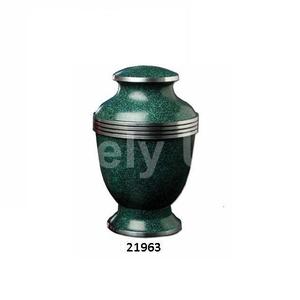 Urnas para adultos de cremación de aluminio de mármol verde con tres bandas plateadas para cenizas humanas Bolsa de terciopelo gratis - Product Image 1