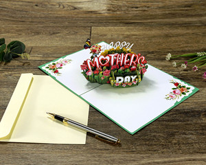 การ์ดอวยพรป๊อปอัพ3D ของขวัญวันแม่พร้อมดอกไม้และสุขสันต์วันแม่ - Product Image 2