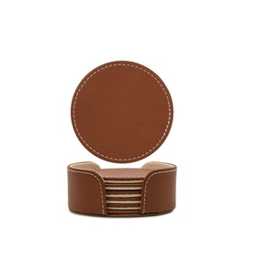 Sous-verre en cuir personnalisé, fait à la main, forme ronde, 100% cuir naturel, sous-verre personnalisé, décoration de table, utilisation pour les fêtes - Product Image 5