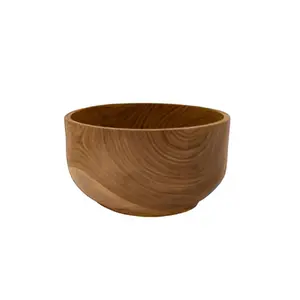 Wholesale Suppliers Brown Color Decorative Bowl Whole Piece Salad Bowls Solid Wood Grain Wooden Food Fruit Bowls