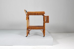 Natural Handmade Rattan Bar Cart <b>Trolley</b> <b>With</b> <b>Storage</b> Shelf Eco Friendly Wholesale Furniture For Restaurant Bar Hotel Supplier - Product Image 5