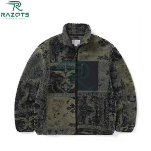 Razorts Men's Winter <b>Fleece</b> <b>Jacket</b> Stand Collar Zipper Closure Casual Loose Fit Windproof Waterproof Breathable Quick Dry Cotton - Product Image 5